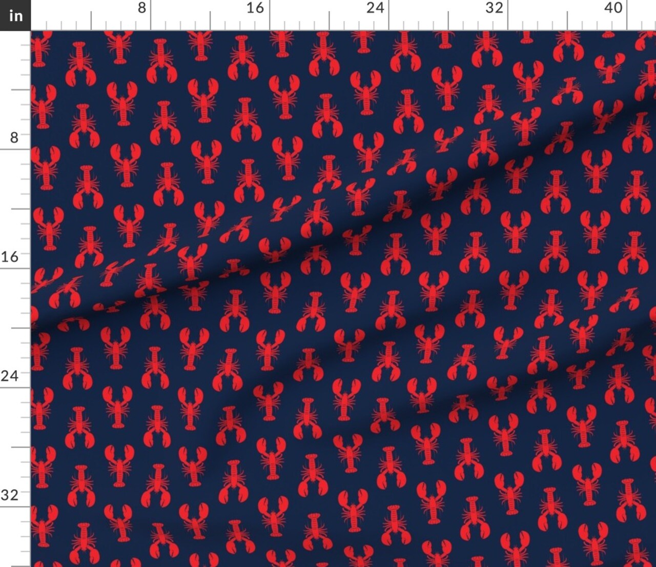 Nautical Lobster Red Lobsters Navy New England maine Custom Printed Fabric by Spoonflower Various Fabrics by the Yard or Fat Quarter